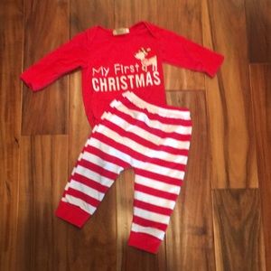 “My First Christmas” onesie and pants